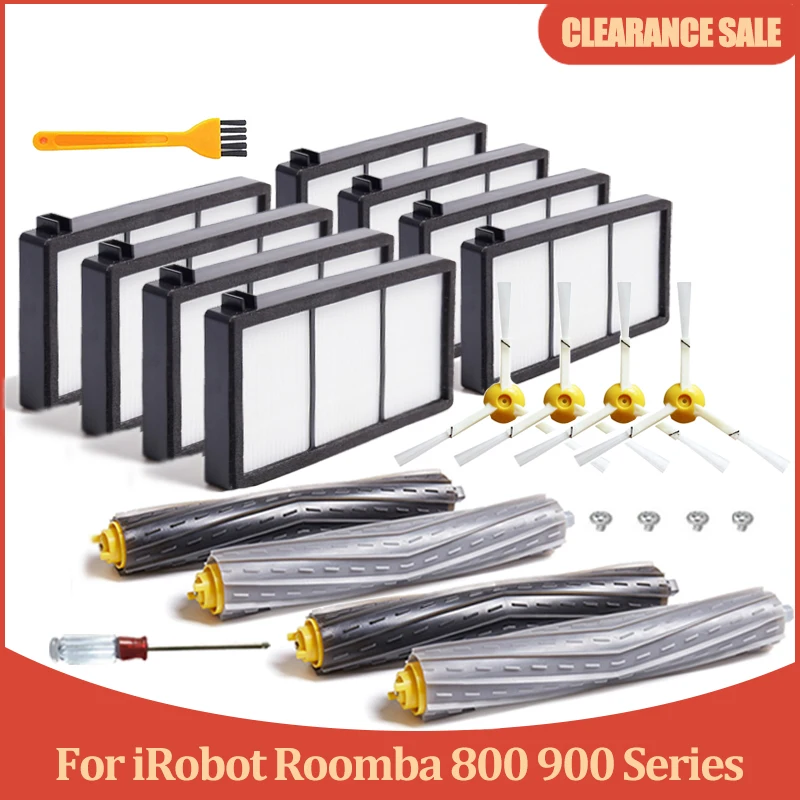 Side Brush + HEPA Filter + Roller Brush for iRobot Roomba 800 860 870 880 890 900 960 980 Robot Vacuum Cleaner Parts Accessories