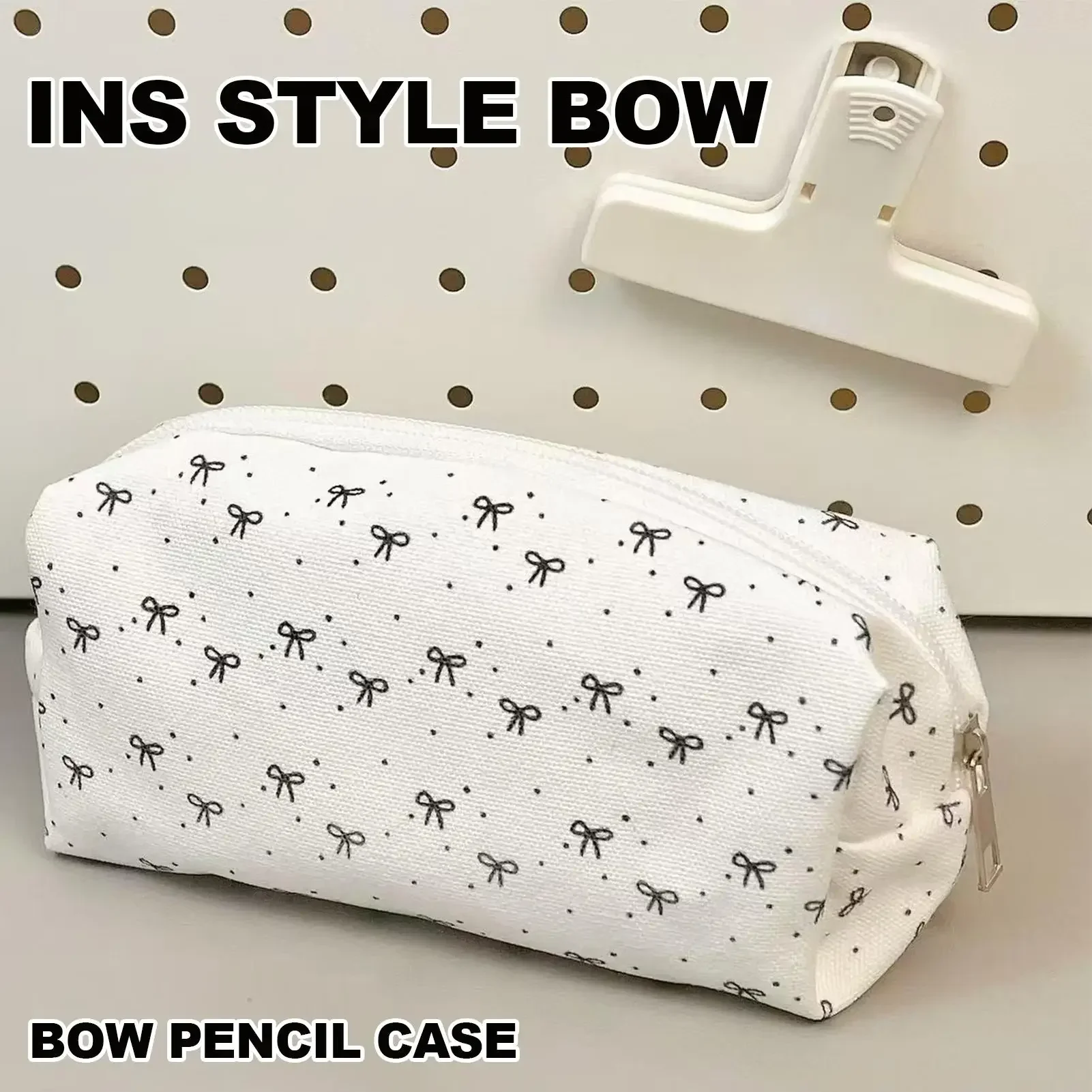 Large Capacity Pen Bag Pencil Pouch Bow Pattern Boxes Portable Stationery Organizer For Teen College Kids School Crafts Travel