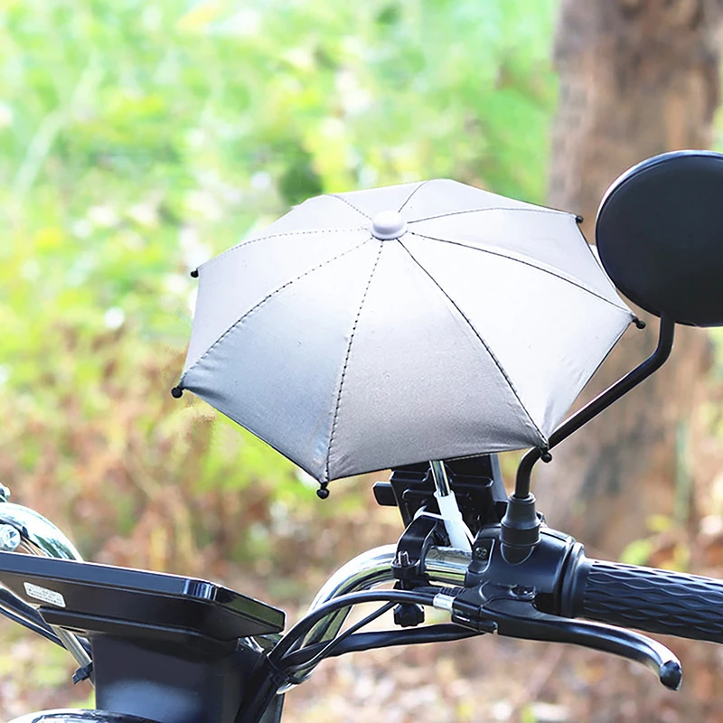 1 Set Portable Waterproof Locomotive Bracket Umbrella Motorcycle Bicycle Riding Phone Holder Sun Shade Color Mini Umbrella