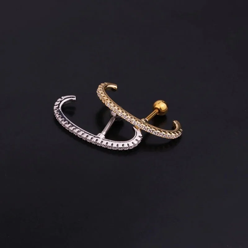 16G CZ Cartilage Stud Simple Tragus Earring Conch Flat Back Dainty Piercing