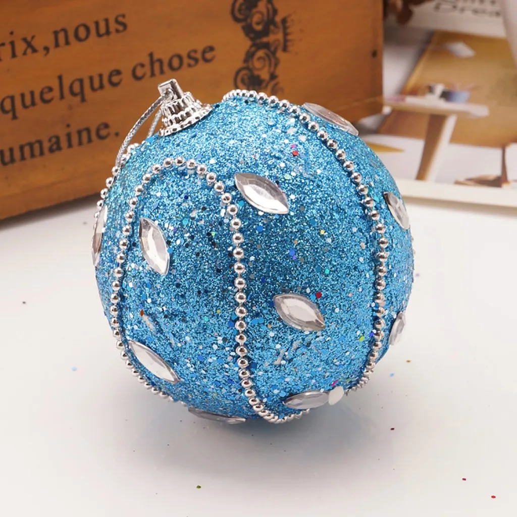 NewYear 2024 Merry Christmas Rhinestone Glitter Baubles Ball Xmas Tree Ornament Decoration Large Hanging Pvc Ball Bauble Xmas