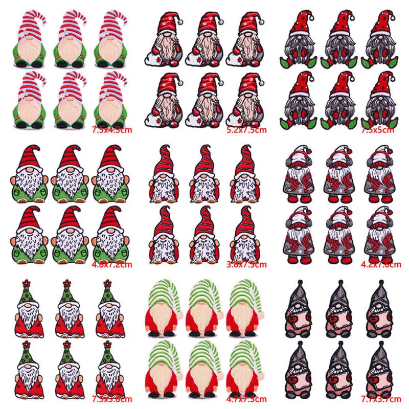 

10PCS Wholesale Christmas Santa Claus Embroidered Patches For Clothing Thermoadhesive Patches On Clothes Iron On Patch Sew Badge