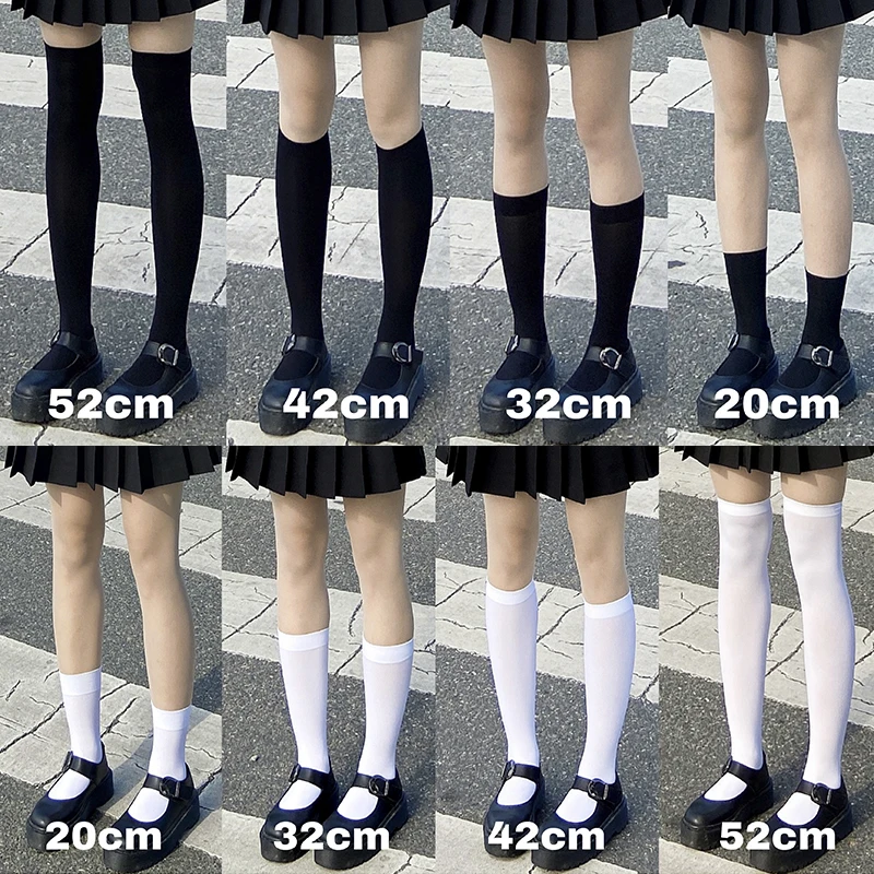 4Size Sexy Black White Soild Color Long Socks Women Over Knee Thigh High Over The Knee Stockings Lolita Ladies Girls Knee Socks