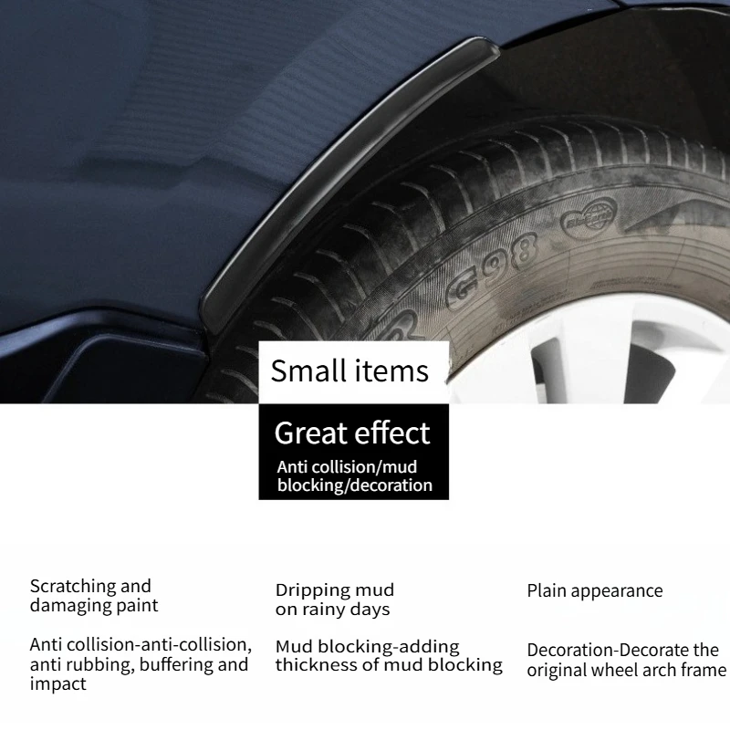 

Wheel Eyebrow Anti-scratch Arch Strip Protection Sticker Fender Vents Anti-collision 2PCS Rubber Car Universal Decoration Trim