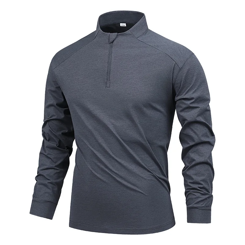 Men's Long Sleeve T-Shirt Quick Dry Outdoor Running Fitness Hi'kin'g Cycling Clothing Half Zipper Sportswear Polyester Fiber