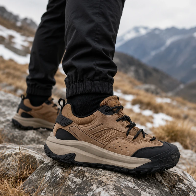 Baasploa Men Hiking Shoes Comfort Water-Resistant Outdoor Sneakers Male New Fashion Trekking Sneakers Non-Slip Climbing Shoes