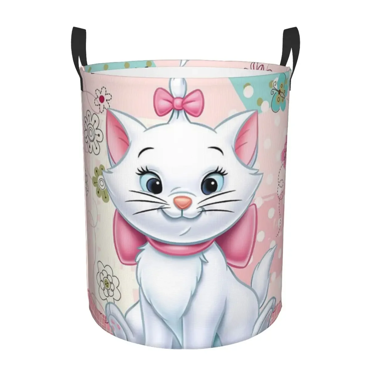 

White Cat Marie Cat’s Laundry Basket Foldable Funny Kitten Film Clothes Hamper for Baby Kids Toys Storage Bag