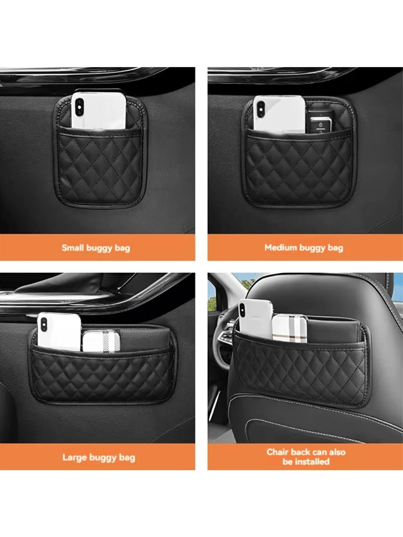 1Pc Faux Leather Car Seat Organizer - Waterproof Document & Phone Storage, Universal Fit, Car Accessory