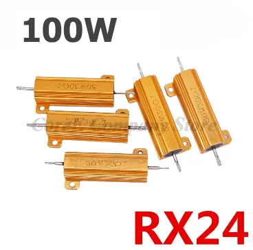 1PCS RX24 100W 0.1/0.5/1/50/100 Ohms Gold-plated aluminum case high-power resistor 2K Heat-dissipating resistor