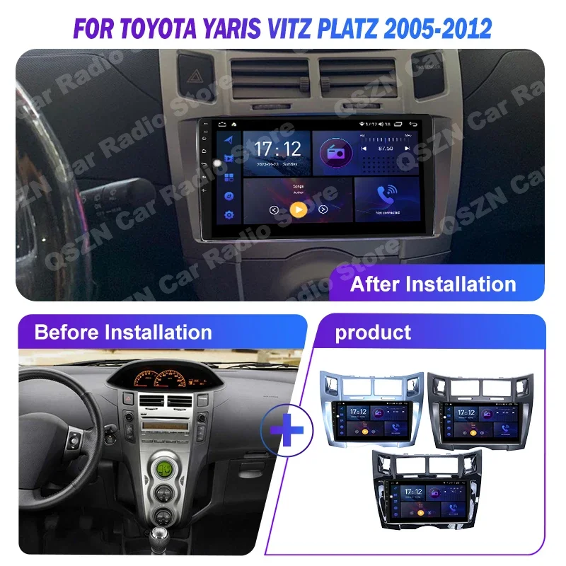 QSZN Car Android Radio Multimedia Player For Toyota Yaris Vitz Platz 2005 - 2012 QLED GPS 2din Wifi Carplay Autoradio Head Unit