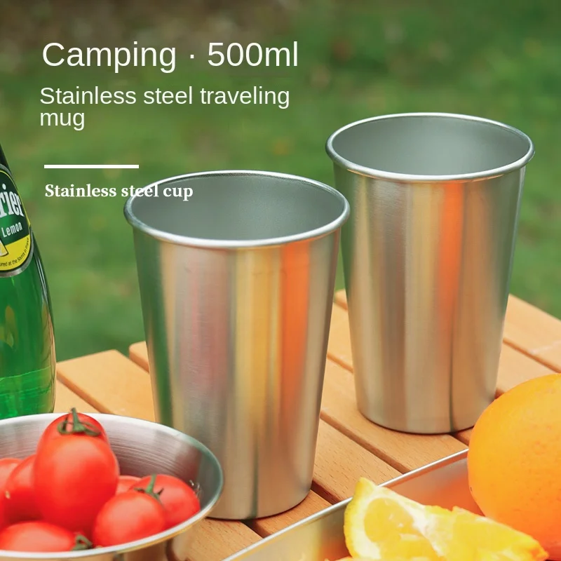 

Simple 304 stainless steel beer cup single-layer crimped convenience cup gift coffee cup pint cup