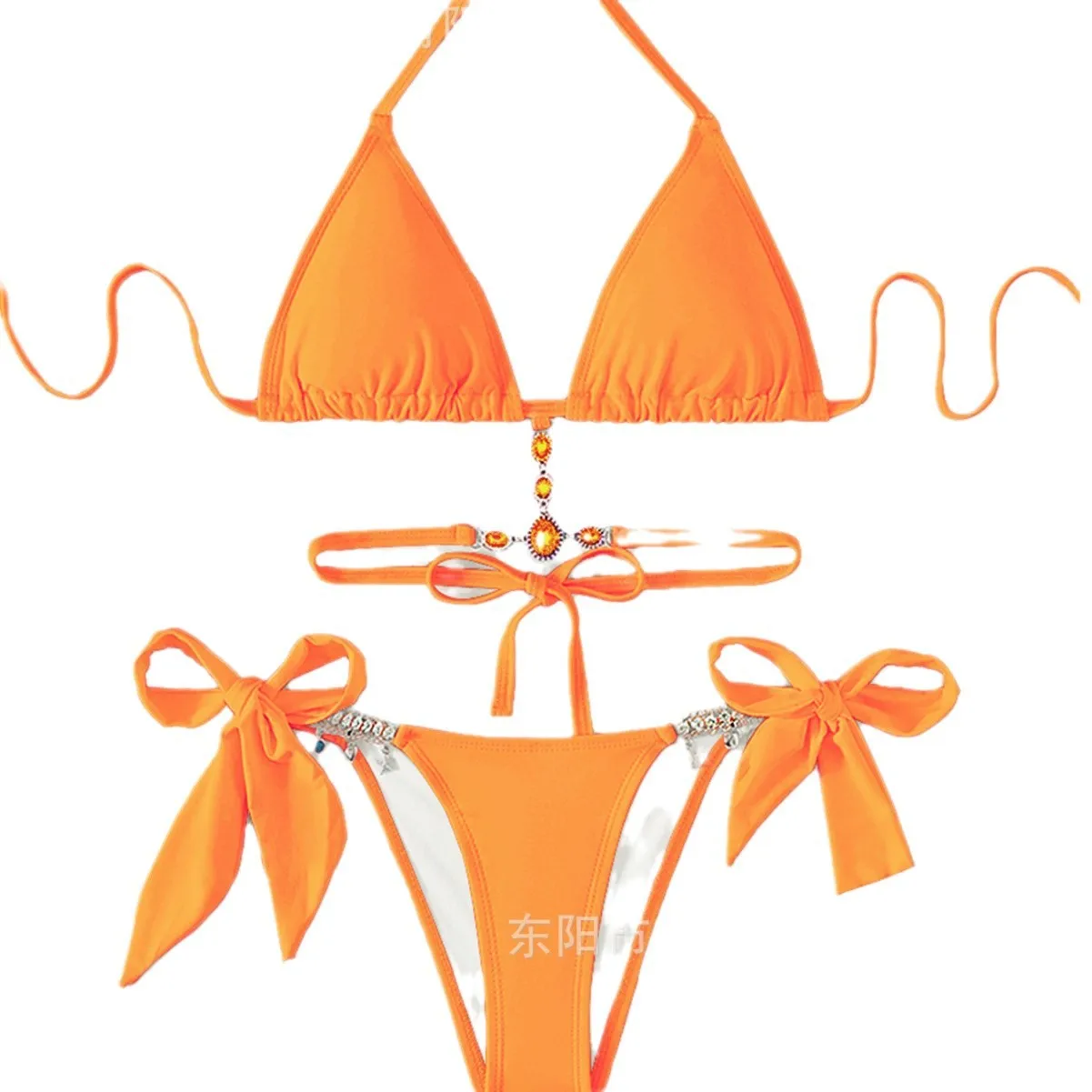 ملابس السباحة النسائية الكريستال الماس مثلث حقيبة الأشرطة الرسن بيكيني للشاطئ ملابس السباحة 2025 جديد