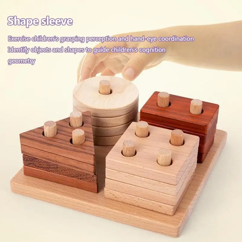 Sortierspielzeug für Kleinkinder, Stapelblock-Sets aus Holz, Lernspielzeug, geometrischer Formsortierer, buntes Sortierspiel für Kinder