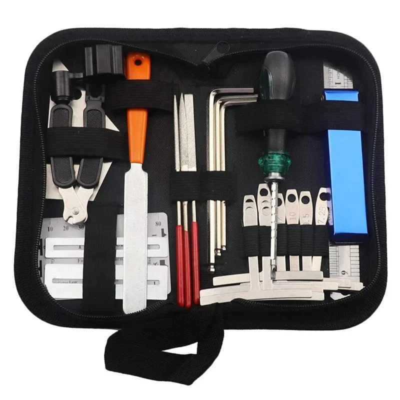 Guitar Tool Kit Repairing Maintenance Tools String Organizer String Action Ruler Gauge Measuring Tool Hex Wrench Set