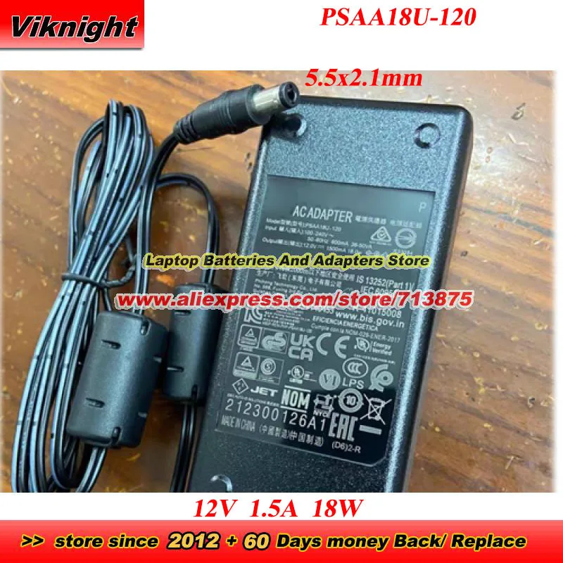 

Блок питания PSAA18U-120 12В 1500мА 1.5А 18Вт для сканеров DATALOGIC MAGELLAN M3450VSI M3200VSI 2200 2200VS с разъемом 5.5x2.1мм