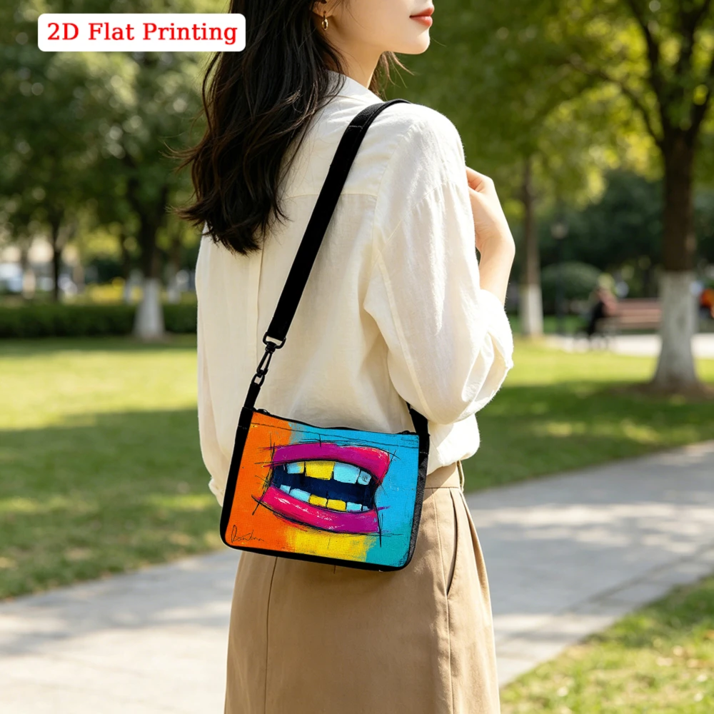 1pc Artistic Pop Art Style Crossbody Bag Multicolor Lips Print Design Shoulder Bags For Daily Commute And Outdoor Travel