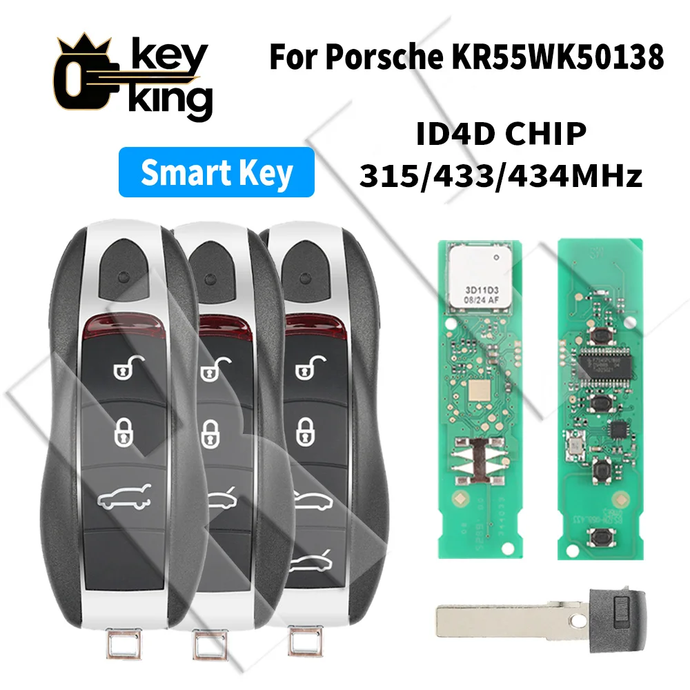 KK Smart Remote Car Key FCCID KR55WK50138 ID4D Chip 315/433/434MHz Keyless Go For Porsche