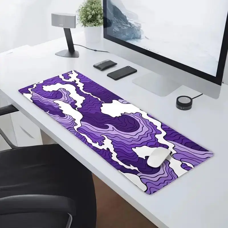 Purple Water Ripple Gaming MousePad Non-slip Bottom Smooth Cloth Desk Pad E-sports Office Keyboard Pad Computer Mouse Non-slip