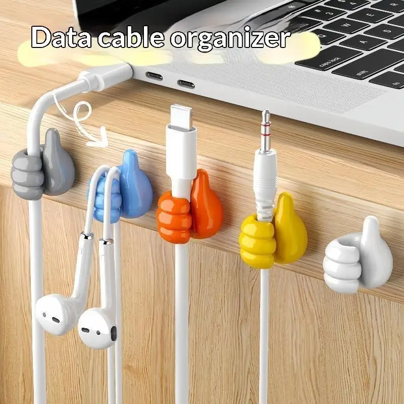 Strong Adhesive Thumbs Up Cord Holder 10/20Pcs Cute Cable Organizer Clips for Home Office Car Wire Management
