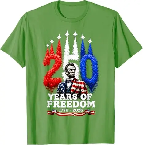 Abraham Lincoln 250. Jahrestag USA 250 Jahre 4. Juli T-Shirt George Washington Gitarre spielend US-Flagge Patriotisches Grafik-T-Shirt – Detail 4