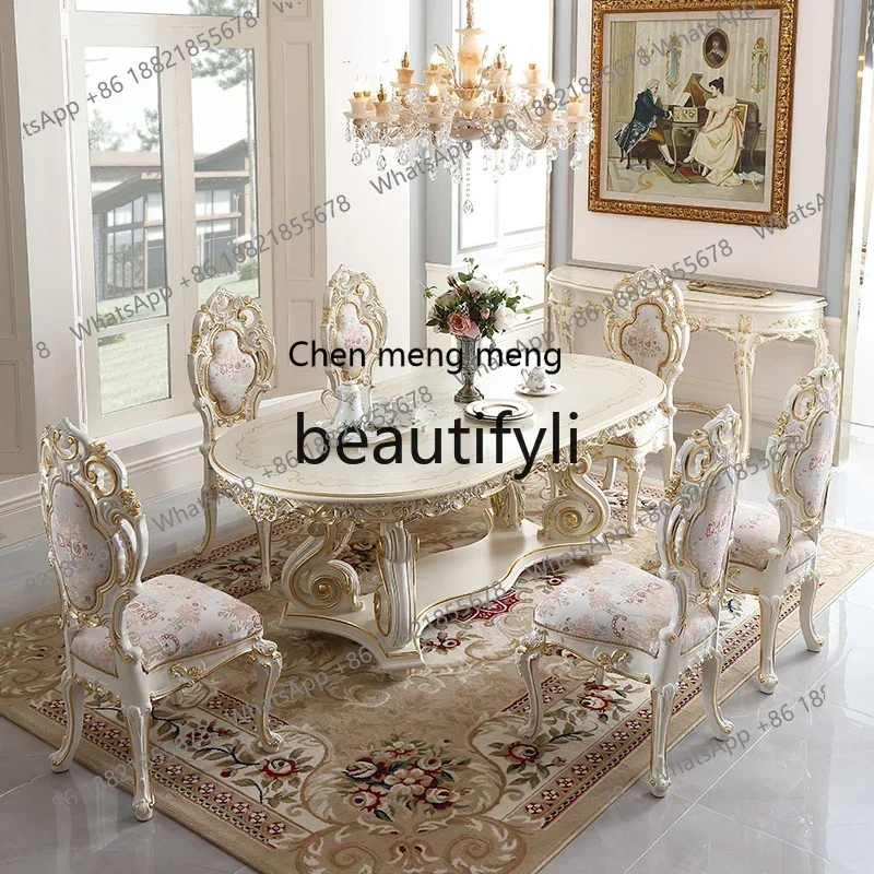 z183  Palace French Rococo dining table and chair combination 1.9M European-style villa classical dining table luxury customizat