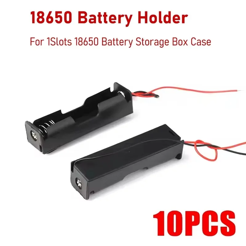 10pcs 18650 Battery Case Holder With Wire Lead Rechargeable 3.7V Li-ion Battery DIY Storage Box 18650 1 Slot Cell Battery Holder