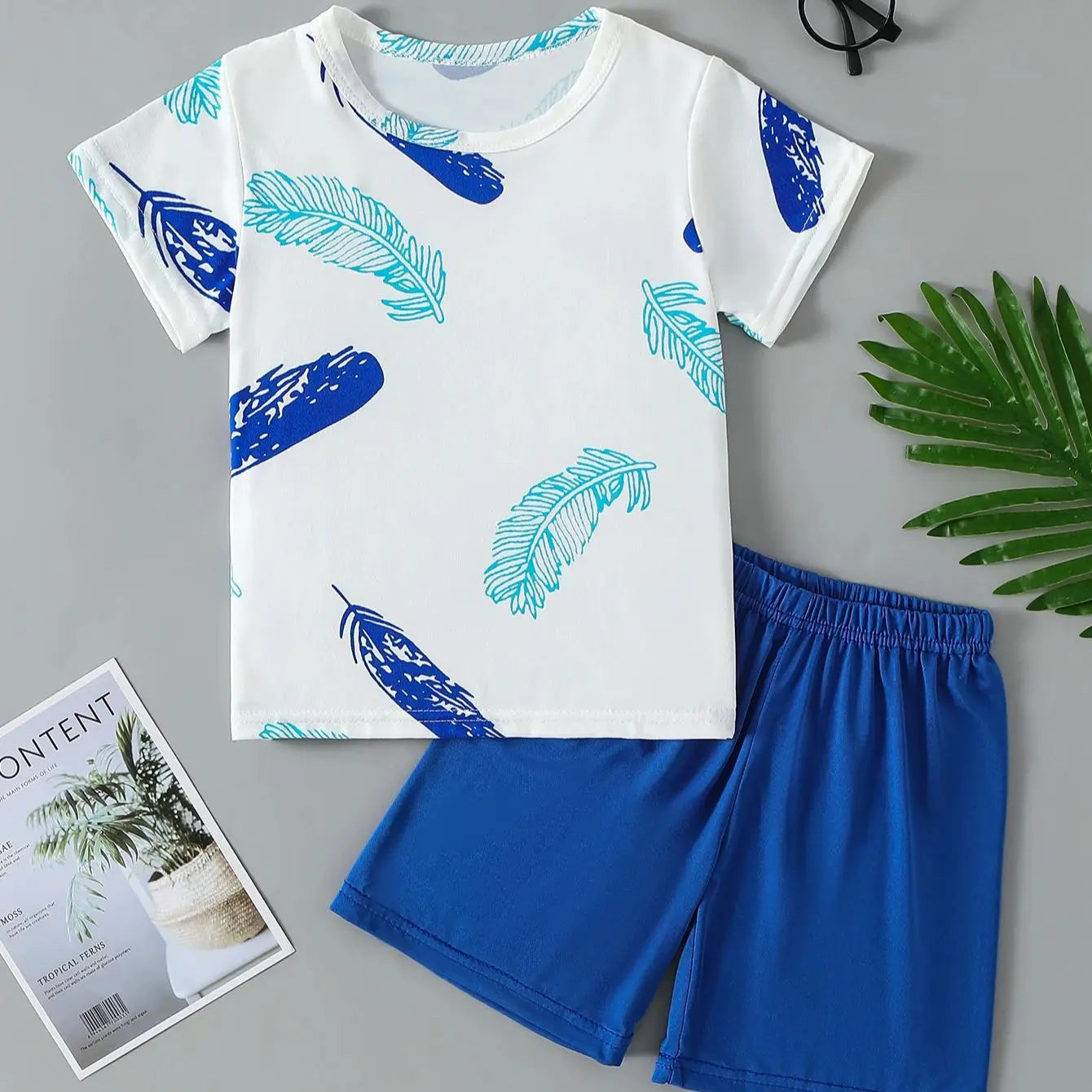 2-Pcs الأطفال عارضة لطيف خدمة المنزل دعوى الصبي عارضة مهرج الدب طباعة قصيرة الأكمام فتاة مريحة مهرج الحلو السراويل دعوى