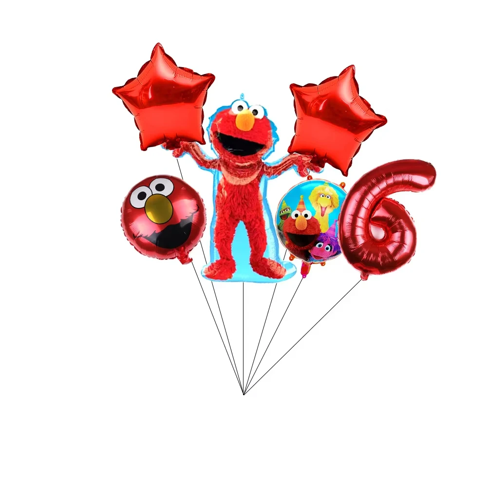 Geburtstagsballon-Partydekoration, Sesamstraßen-Thema, Teller, Kuchenaufsätze, Banner für Kindergeburtstag, Partyzubehör, Babyparty – Detail 3