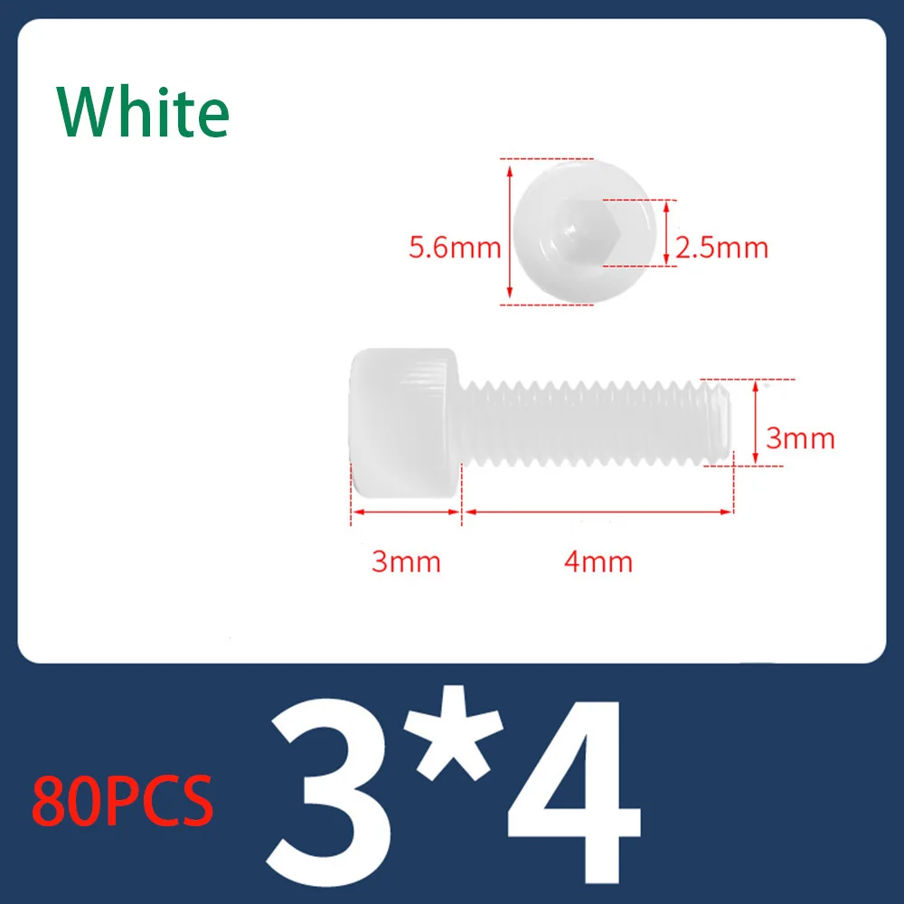 3-80 قطعة البلاستيك النايلون المقبس غطاء رأس مسامير M3 M4 M5 M6 M8 M10 M12 أسود أبيض كأس رئيس ألين مخرش البراغي البلاستيكية ل Insulat #5