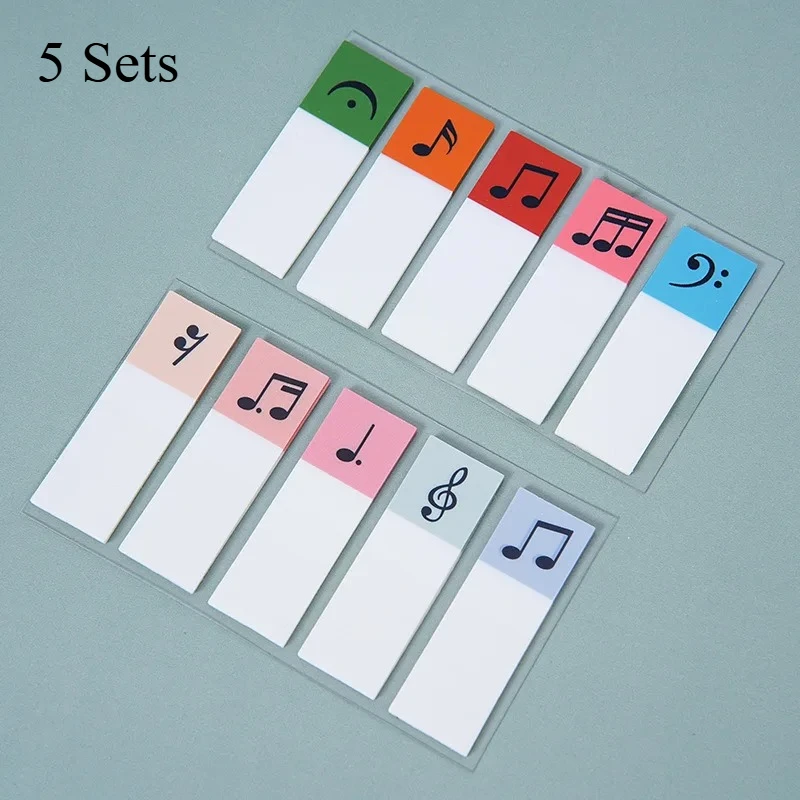 

5 Sets Color Stickers Notes Transparent Musical Note Self-Adhesive Index Tabs Sticky Note Stationery School Office Supplies