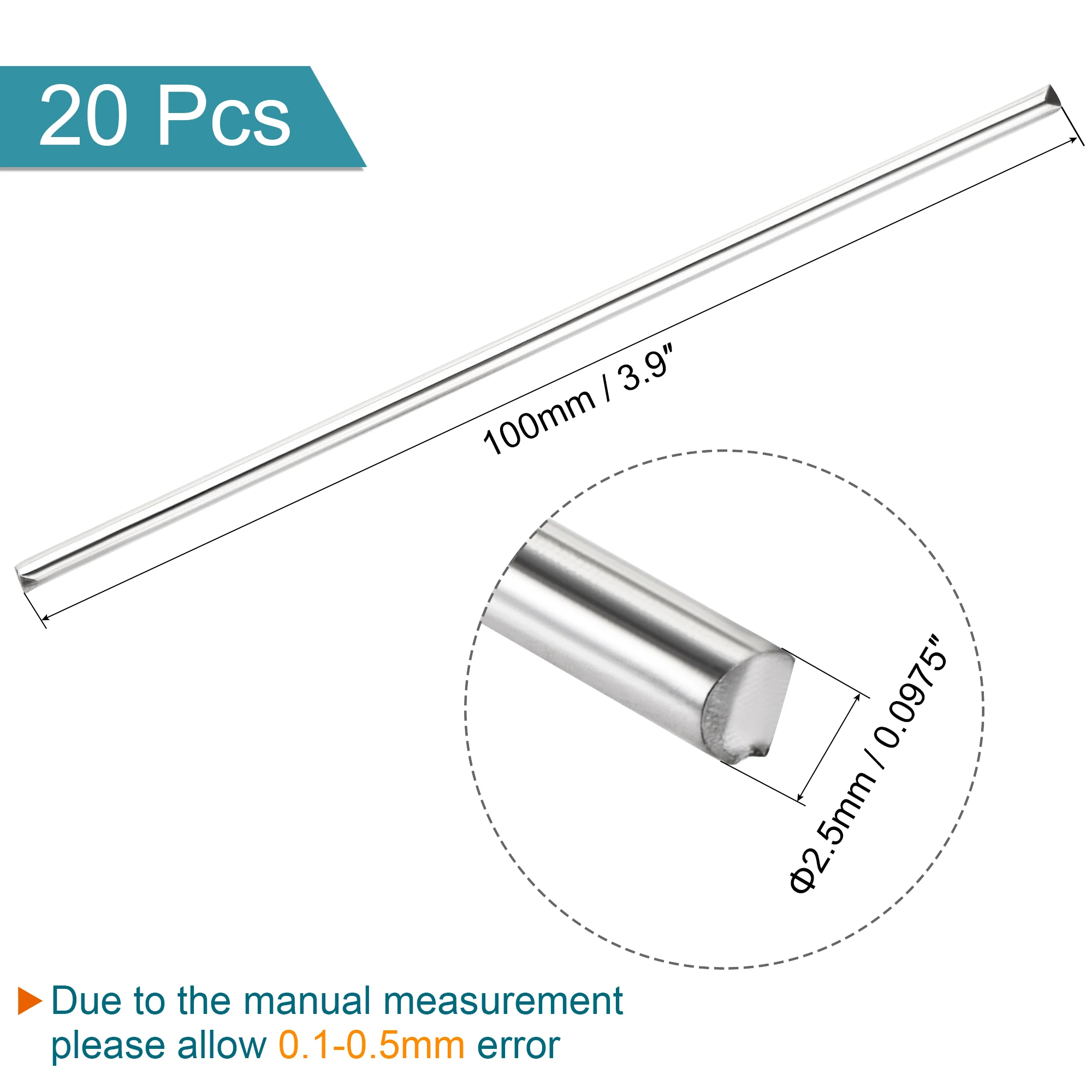 20db 304 Rozsdamentes Acél axles Horgászbot Rács Vonalas Futam Bibeszál Átmérő 1/1.5/2/2.5mm Hossz 100-250mm DIY manöken planes kiegészítők