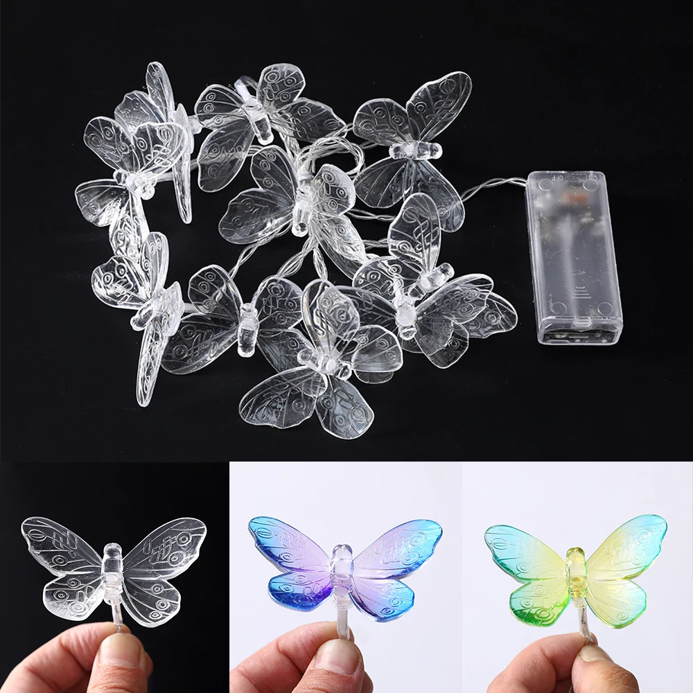 1.5M 10 LED Butterfly Fairy String Lights Garland Garden Yard decorazione esterna lampada da notte matrimonio compleanno Summer Party decori