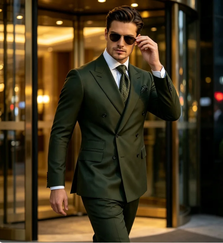 2026 Elegant Men's Slim Fit Tuxedo Suits Customized 2-Piece Blazer And Pants Set Peak Lapel for Wedding Banquet