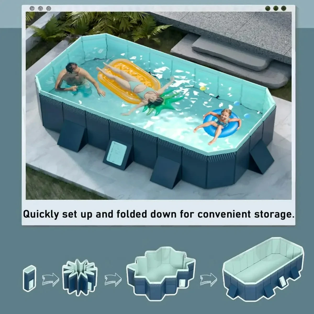 Customizable Foldable , Non-Inflatable Kids' and Adults' Outdoor Swimming Pool