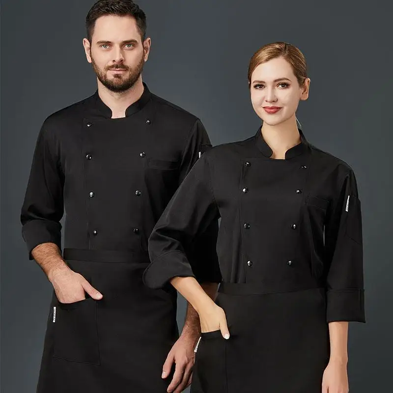 Monos de Chef para comedor, ropa de manga larga de otoño e invierno para hombre y mujer, uniforme de cocina de restaurante de gran tamaño