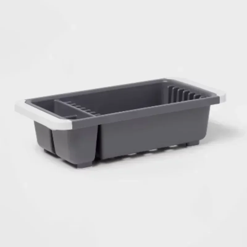 

Over Sink Dish Drain Grey - Freestanding Dish Drain & Sponge Rack, Polypropylene, Hand Washable