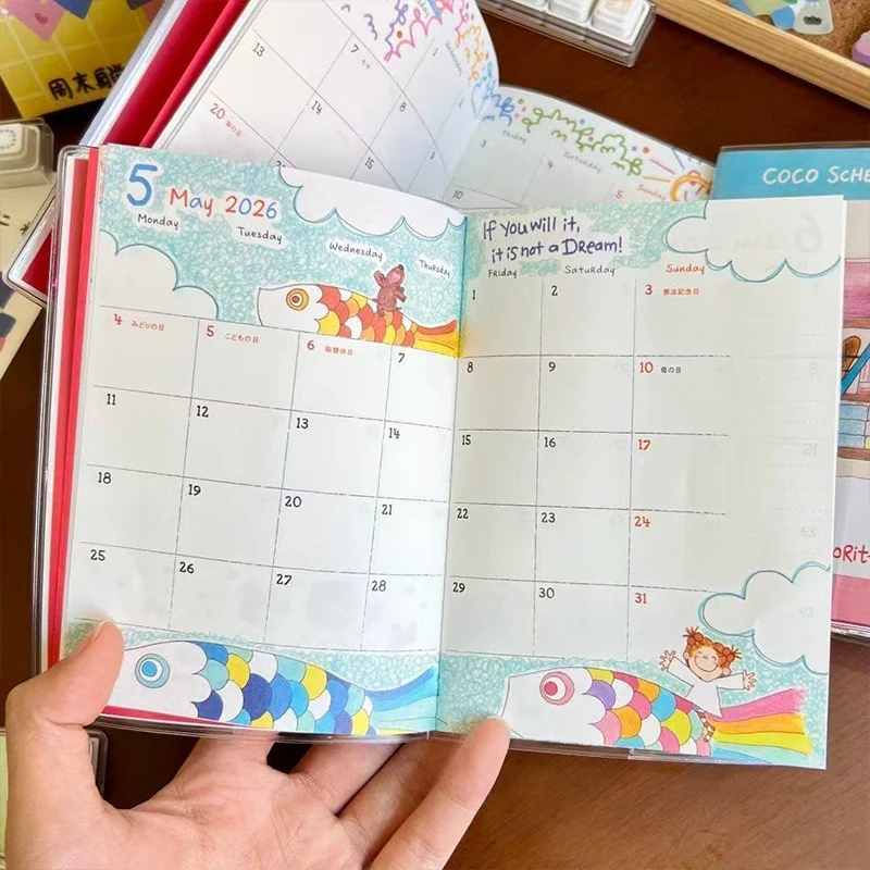 2026 دفتر مذكرات جدول الأعمال الكرتوني الإبداعي خطة كتاب لاستخدام المفكرة الطلابية