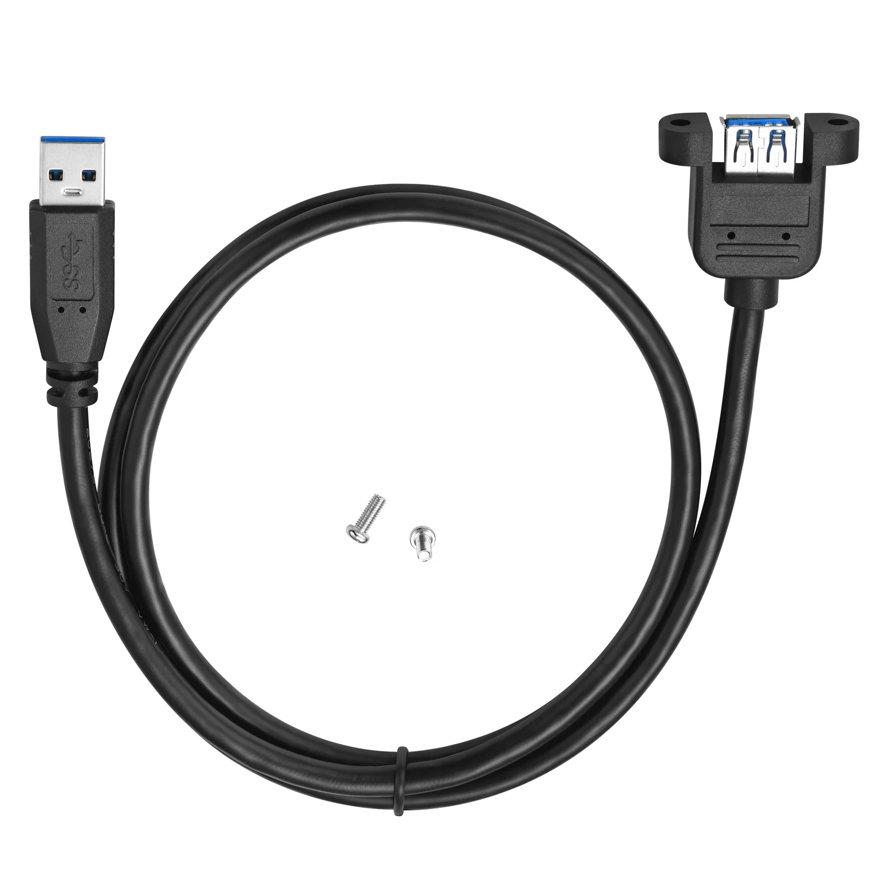 Bochara USB 3.0 Extension Cable Male to Female Dual Shielded(Foil+Braided) With Screw Panel Mount 30cm 60cm 1m 1.5m 3m 5m