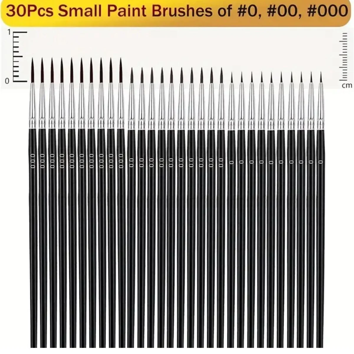 30Pcs Fine Detail Paint Brush Set, #0 #00 #000 Nylon Miniature Brushes for Watercolor Oil Acrylic Painting Crafts