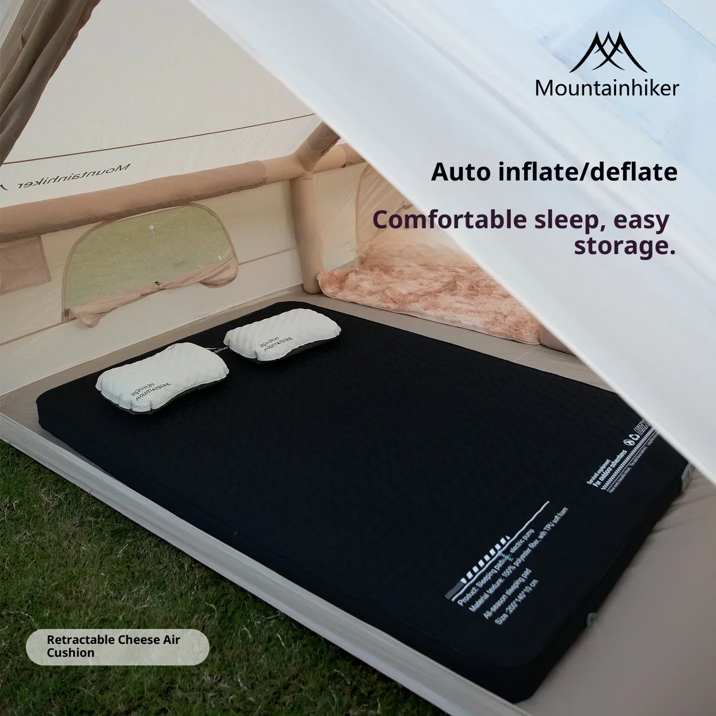 Self-inflating Mattress, Thickened Sponge Pad, Portable Outdoor Mattress, with Integrated Air Pump for Inflation and Deflation