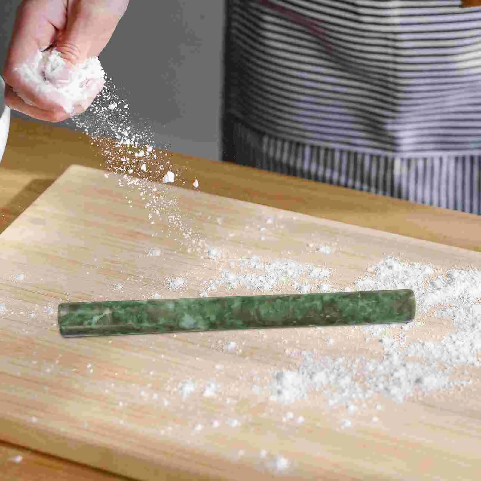 2 Pcs Rolling Pin Pasta Roller for Baking Biscuits Hook up Dough Pizza Jade Nonstick