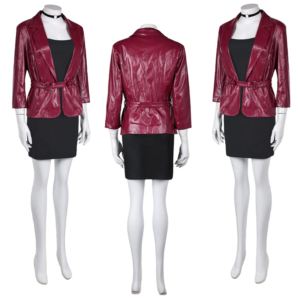 Maria Cosplay Fantasy Wine Red Jacket Dress Clothing Game Silent Cosplay Hill 2 Re Costume Disguise Adult Women Roleplay Outfit