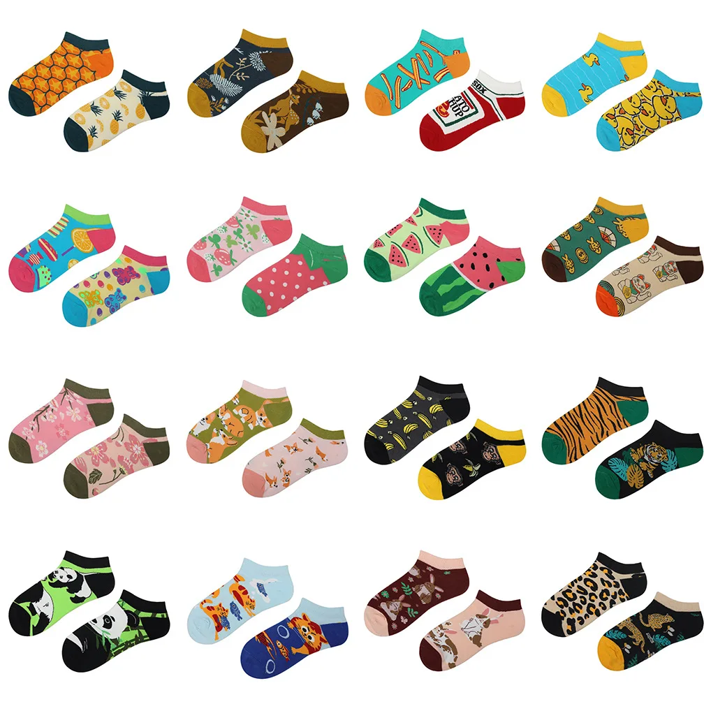 2023 Spring and Summer AB Boat Socks Men and Women Fashion Creative Trendy Couple Socks Pure Cotton Comfortable Short Socks