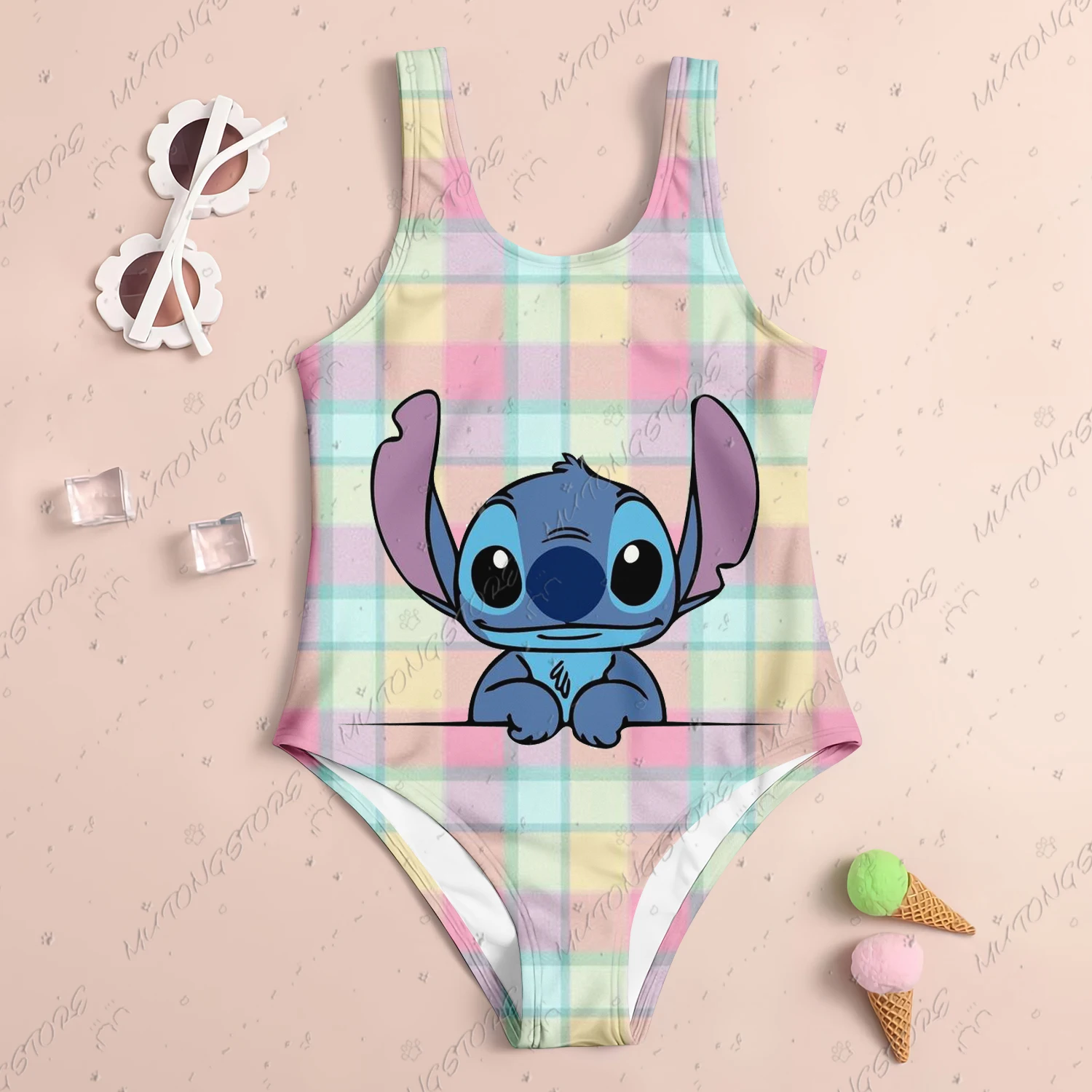 24 New Baby Swimsuit Girl 2024 Stitch Children Women Swimwear Beach Swimsuit Kids 4-14 Years Old Sell Like Hot Cakes Girls\' Girl