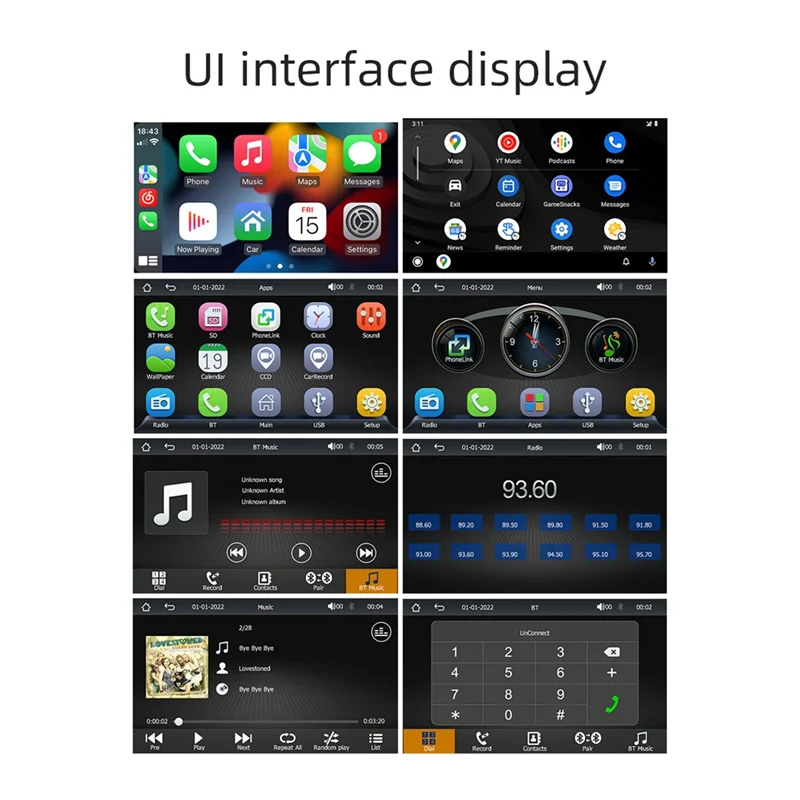 

Автомобильная стереосистема, беспроводной Carplay и Android Auto, 7-дюймовый сенсорный экран, автомобильная аудиосистема Bluetooth, зеркальная связь, камера заднего вида, FM