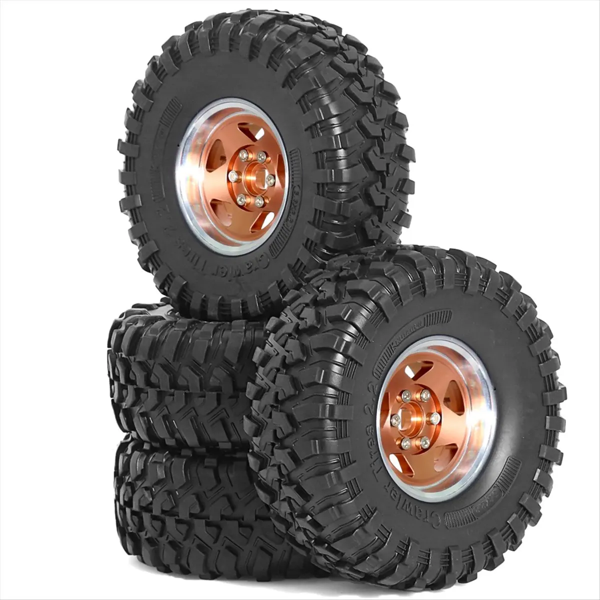New arrival 4Pcs 135mm Metal 2.2In Beadlock Wheel Rim Tire Set for 1/10 RC Crawler Car SCX10 Wraith RR10 Capra TRX4 C