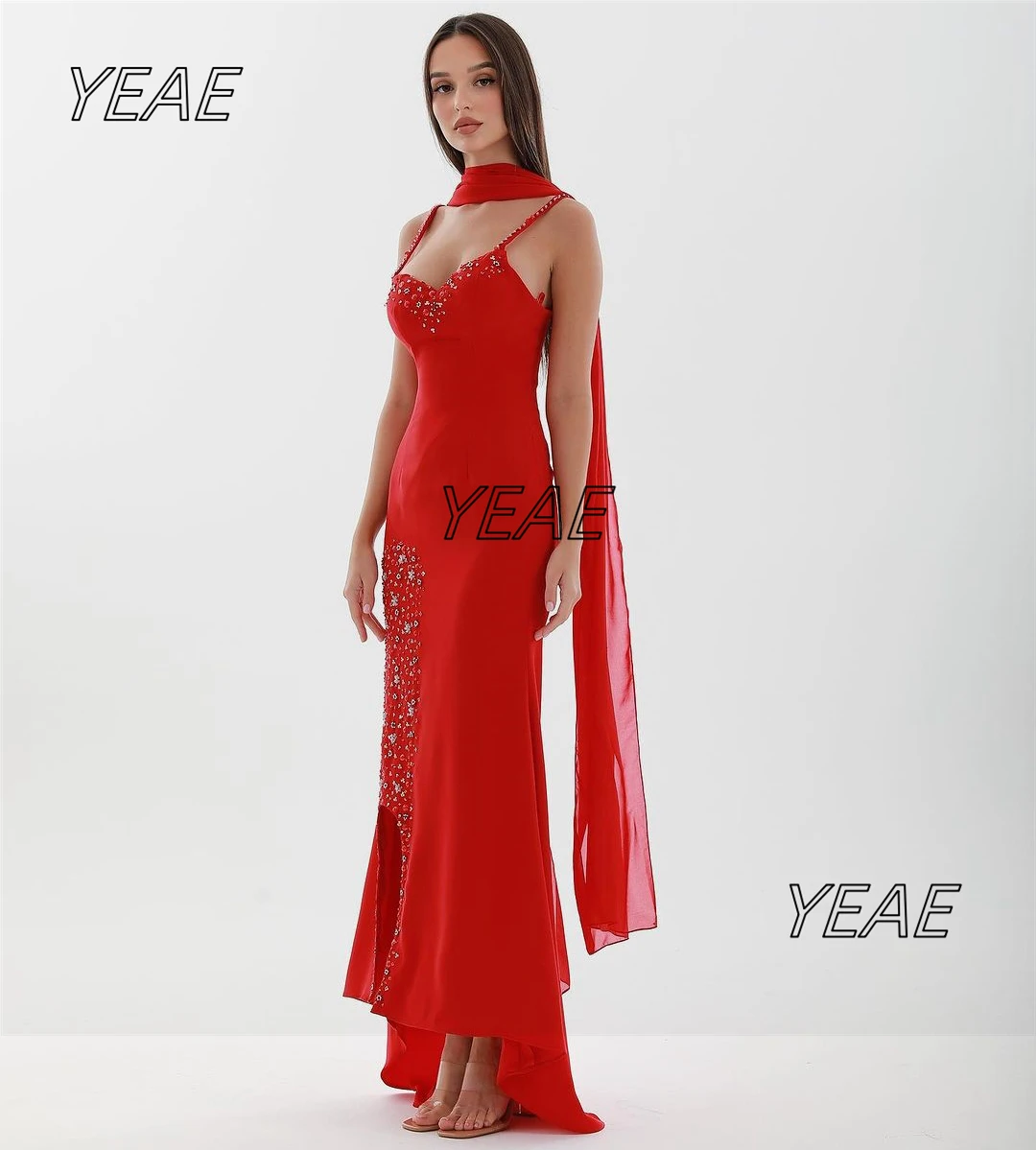 Paris vestido vermelho do baile, vestido do baile, vestido de noite formal com envoltório, querida, correia frisada, para o banquete de casamento