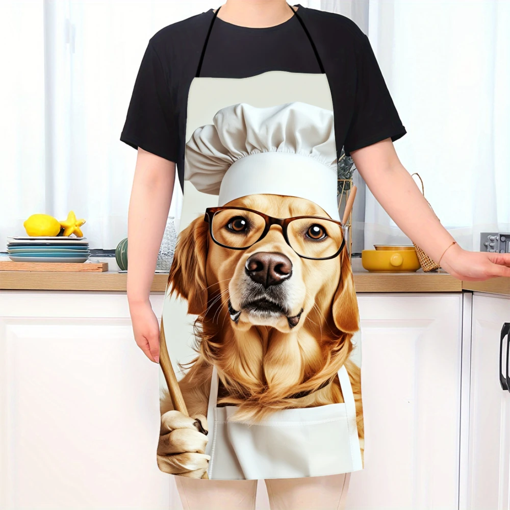 Dog Chef Apron With Wooden Spoon And Chef Hat Design For Cooking Kitchen Fun