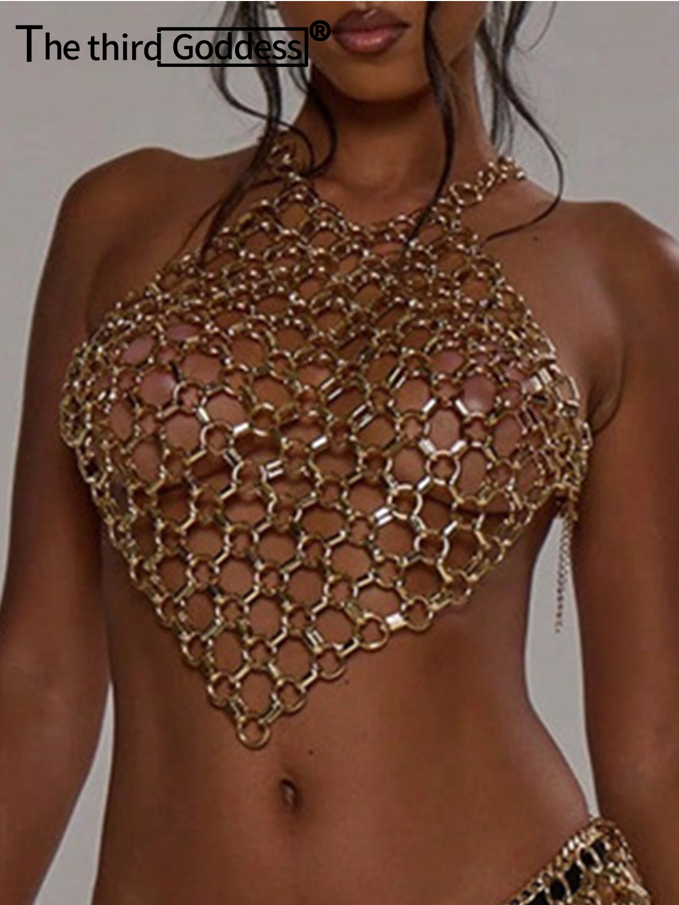 

Sexy y2k clothes see through metal crop top women summer beach party tops woman night club halter tank top hotwife rave outfit