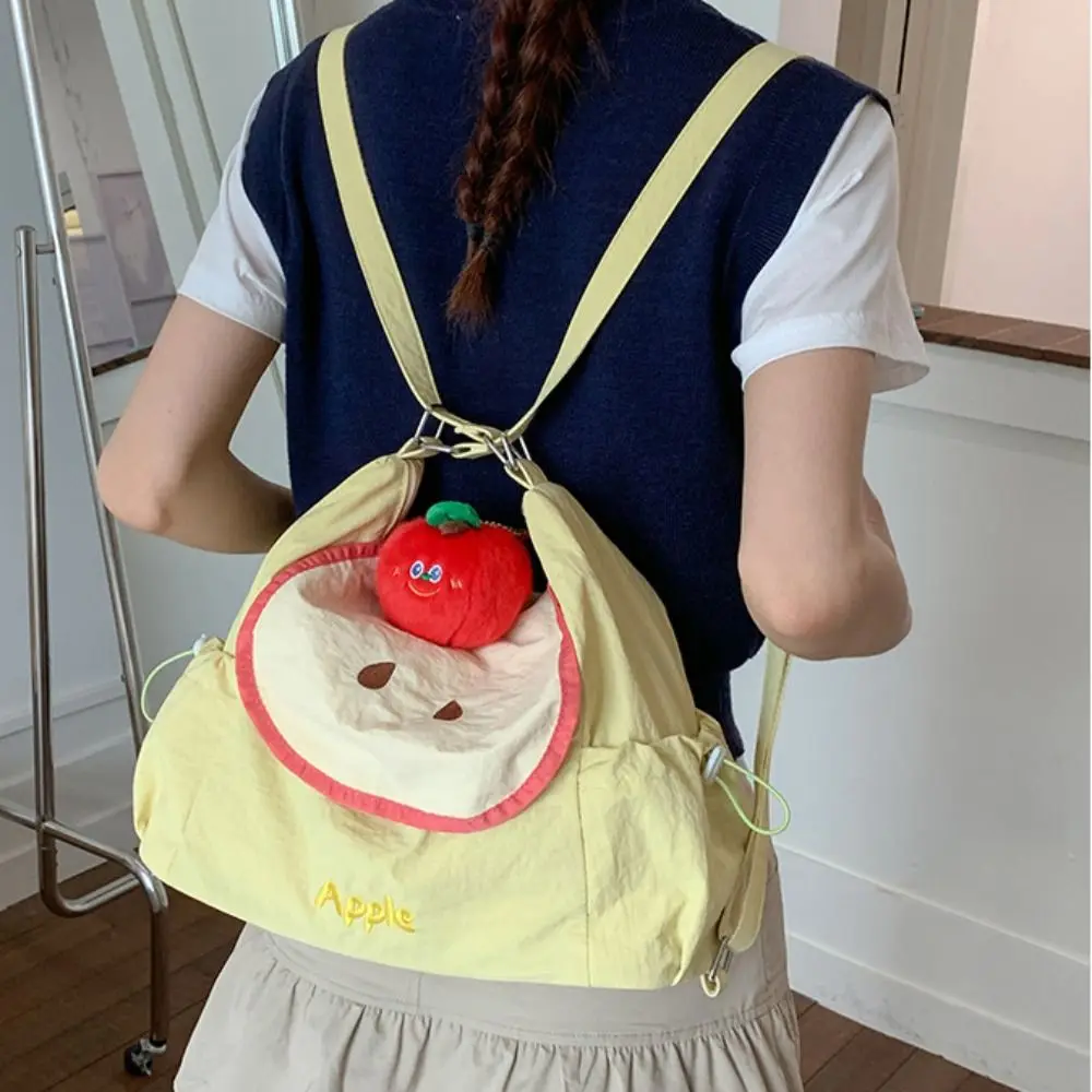 Casual Dopamine Color Fruit Nylon Backpack Korean Style Creative Cloth Messenger Bag Lightweight Large Capacity Book Bag Travel